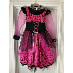 Rubies Pink & Black Witch Costume Girls Medium With Choker Halloween Dress